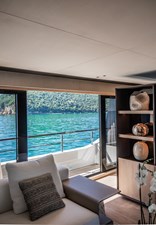 ANDALA 28 Upper Deck Salon detail of open side terrace